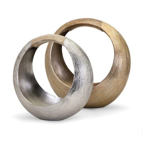 Textured Metal Ring Sculptures – Set of 2