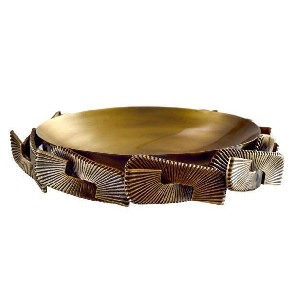 Designer Metal Centerpiece Bowl with Decorative Edge