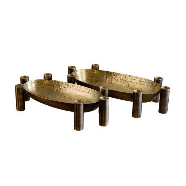 Hammered Brass Finish Decorative Bowls – Set of 2