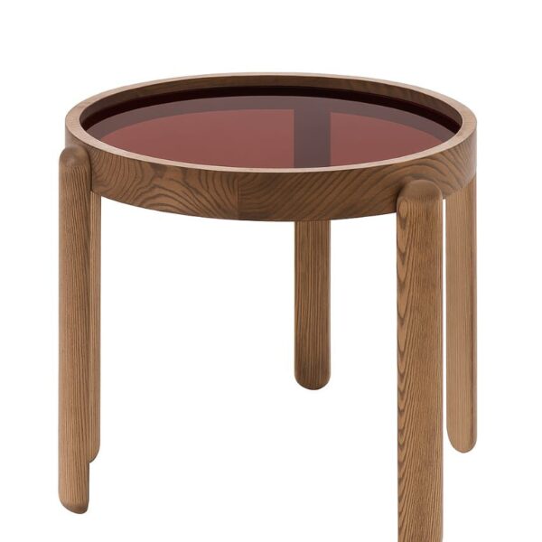 Scandinavian Solid Wood Side Tables with Colored Glass Tops